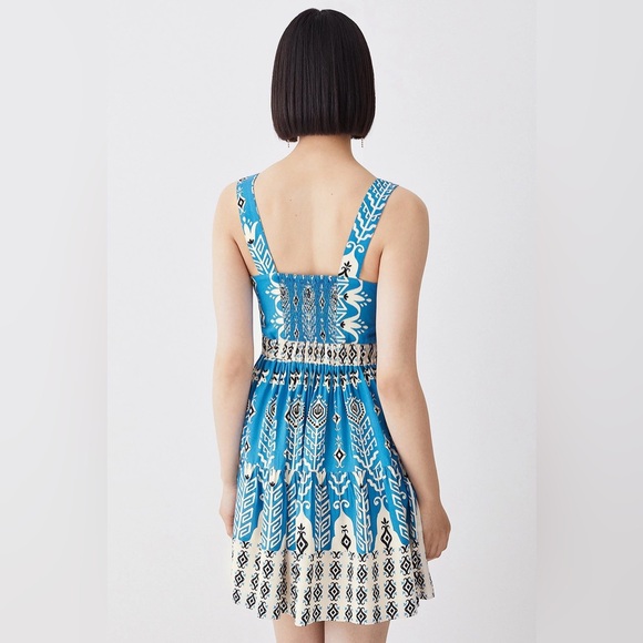 Karen MILLEN Tall Placement Print Woven Tiered Strappy Mini Dress - Picture 13 of 13